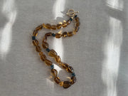 Whiskey Quartz Necklace: London Blue Topaz Accents, Hand Knotted Gemstone Necklace