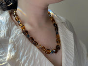 Whiskey Quartz Necklace: London Blue Topaz Accents, Hand Knotted Gemstone Necklace