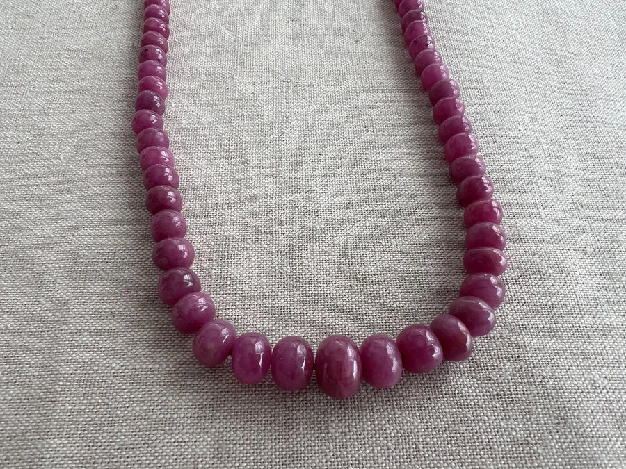 Ruby Roundel Necklace: Hand Knotted Gemstones, 14k Gold Filled Clasp