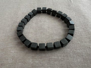 Matte Black Hematite Men's Bracelet: Unisex Gemstone Stretch Jewelry