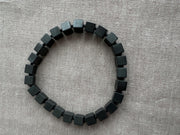 Matte Black Hematite Men's Bracelet: Unisex Gemstone Stretch Jewelry
