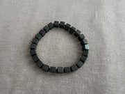 Matte Black Hematite Men's Bracelet: Unisex Gemstone Stretch Jewelry