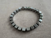 Silver Hematite Cube Bracelet: Unisex Boho Jewelry