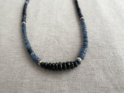 Sapphire Necklace: 14k Gold Accents,  Boho Gemstone Jewelry