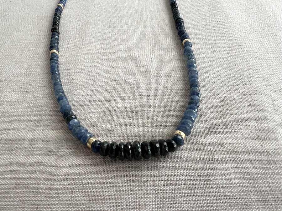 Sapphire Necklace: 14k Gold Accents,  Boho Gemstone Jewelry