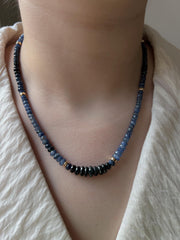 Sapphire Necklace: 14k Gold Accents,  Boho Gemstone Jewelry
