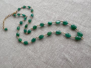 Emerald Ovals Necklace: 14k Gold Filled, May Birthstone, Layering Jewelry