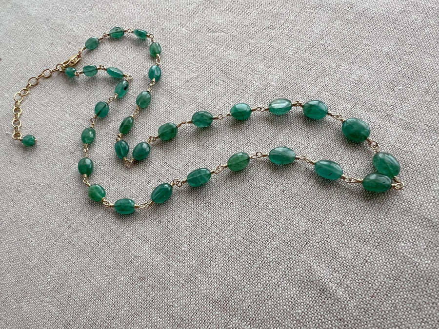 Emerald Ovals Necklace: 14k Gold Filled, May Birthstone, Layering Jewelry