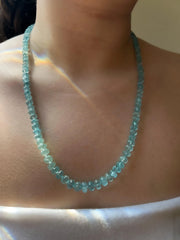 Aquamarine Carved Pumpkin Necklace: Hand Knotted Gemstone, 14k Gold Filled