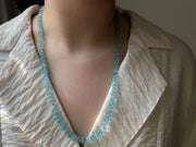 Aquamarine Carved Pumpkin Necklace: Hand Knotted Gemstone, 14k Gold Filled