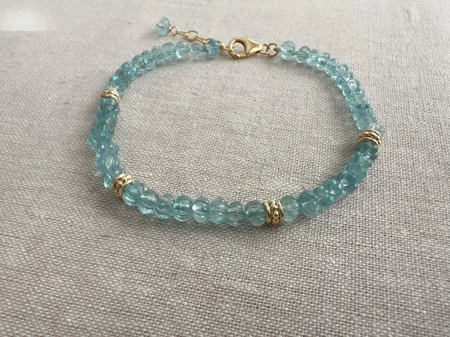 Aquamarine Carved Pumpkins Bracelet