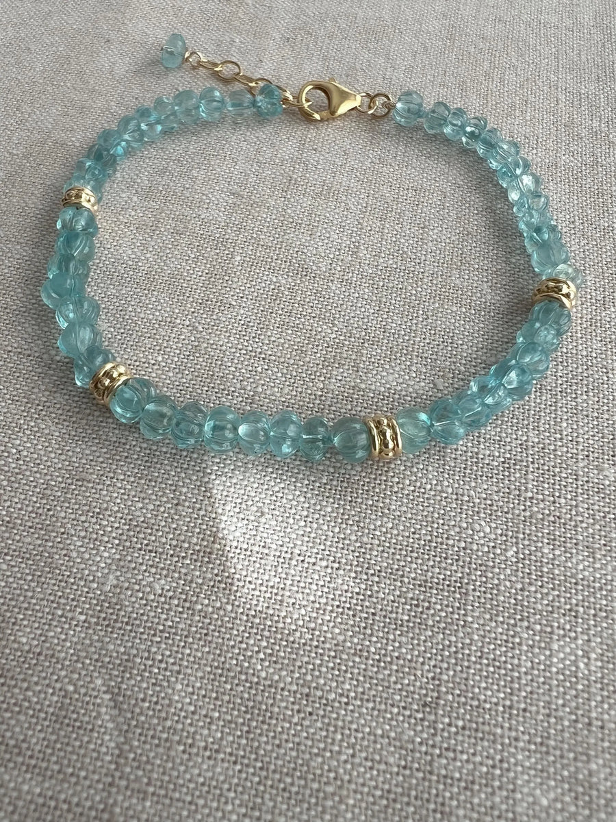 Aquamarine Carved Pumpkins Bracelet