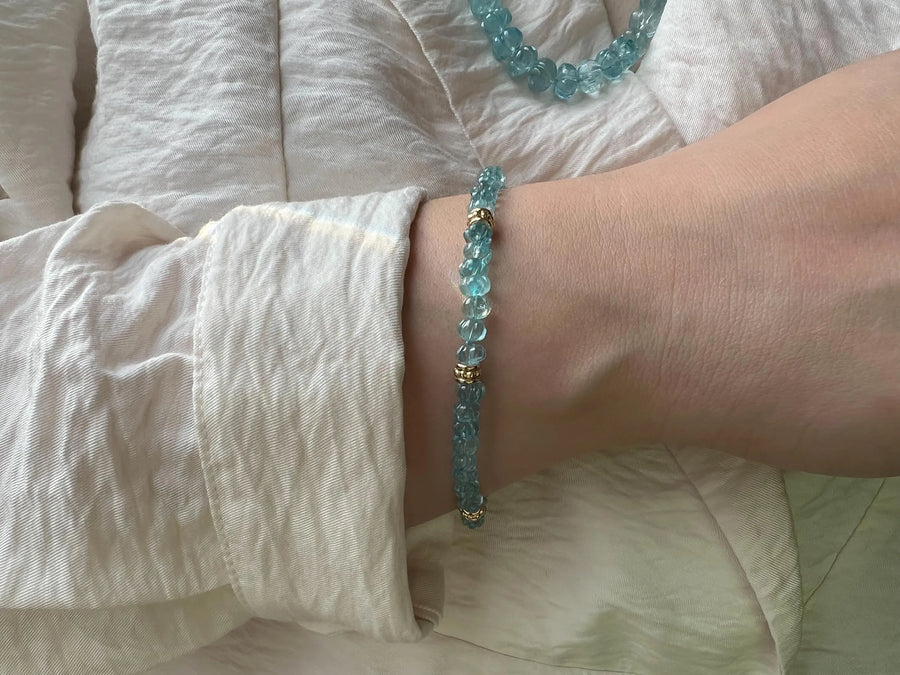 Aquamarine Carved Pumpkins Bracelet