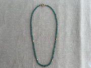Blue Tourmaline Necklace: 14k Gold Accents, Hand Knotted Gemstones