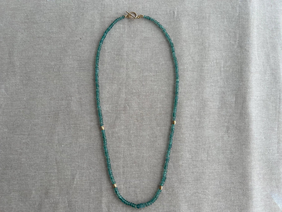 Blue Tourmaline Necklace: 14k Gold Accents, Hand Knotted Gemstones
