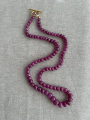 Ruby Roundel Necklace: Hand Knotted Gemstones, 14k Gold Filled Clasp
