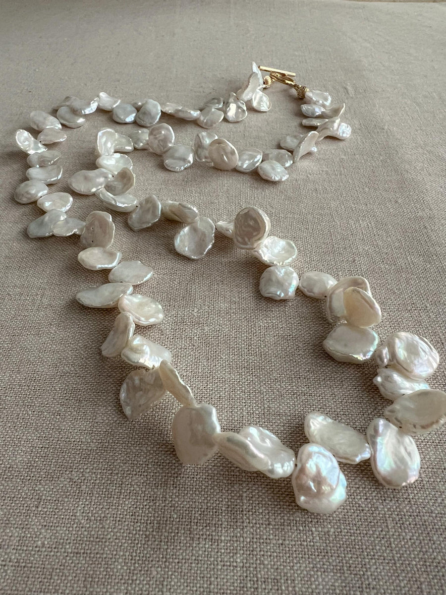 Keshi Pearl Necklace: 14k Gold Filled Clasp, Freshwater Pearls