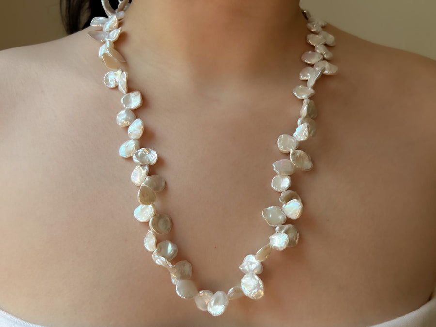 Keshi Pearl Necklace: 14k Gold Filled Clasp, Freshwater Pearls