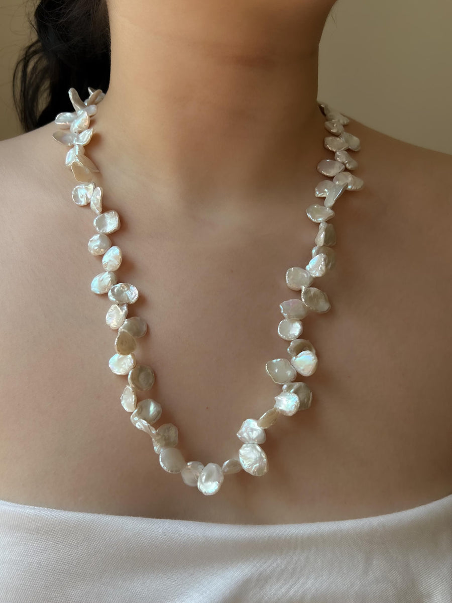 Keshi Pearl Necklace: 14k Gold Filled Clasp, Freshwater Pearls