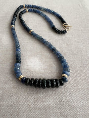 Sapphire Necklace: 14k Gold Accents,  Boho Gemstone Jewelry