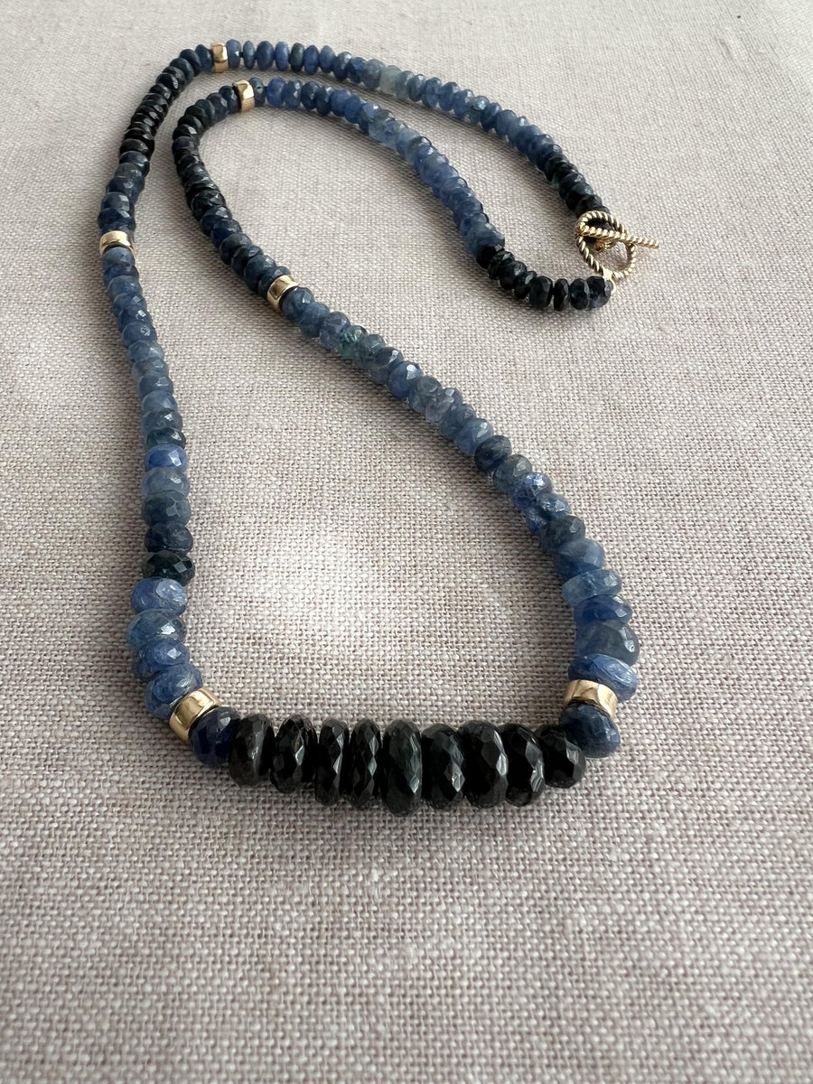 Sapphire Necklace: 14k Gold Accents,  Boho Gemstone Jewelry