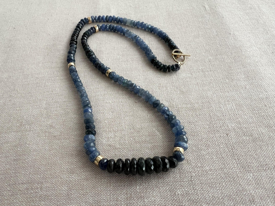 Sapphire Necklace: 14k Gold Accents,  Boho Gemstone Jewelry