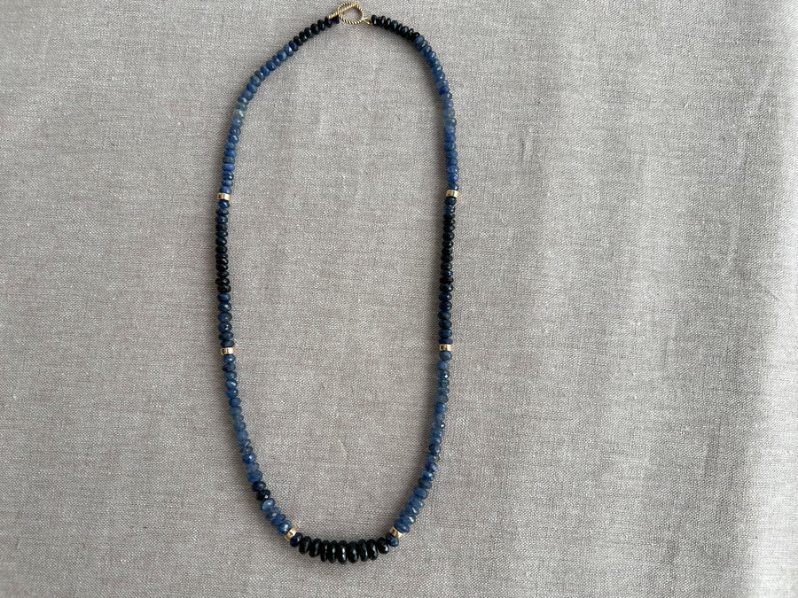 Sapphire Necklace: 14k Gold Accents,  Boho Gemstone Jewelry