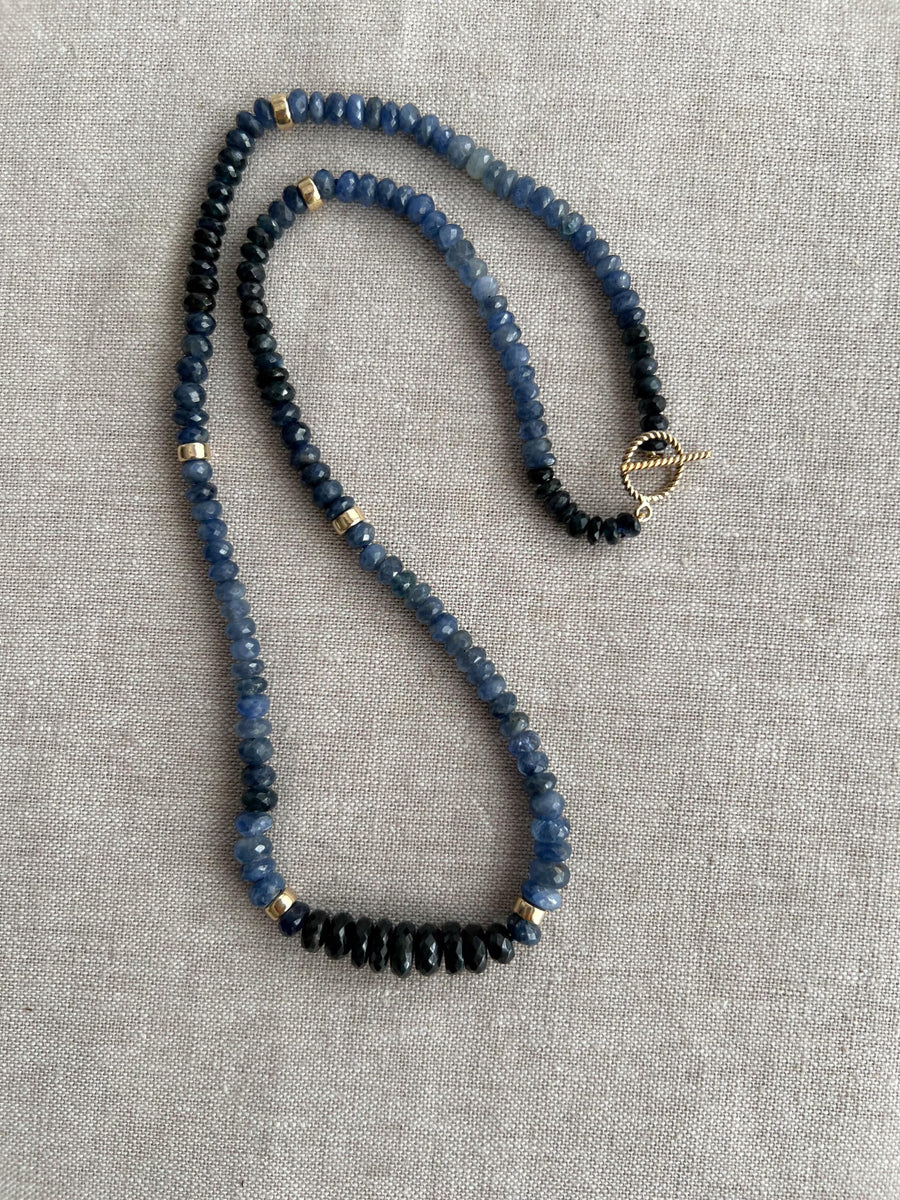 Sapphire Necklace: 14k Gold Accents,  Boho Gemstone Jewelry