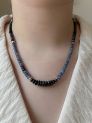 Sapphire Necklace: 14k Gold Accents,  Boho Gemstone Jewelry