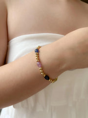 Sapphire & Gold Bead Bracelet: 14K Gold Filled, September Birthstone