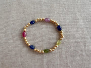 Sapphire & Gold Bead Bracelet: 14K Gold Filled, September Birthstone