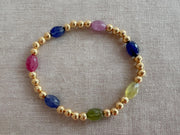 Sapphire & Gold Bead Bracelet: 14K Gold Filled, September Birthstone
