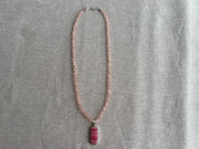 Peach Morganite Necklace: Rhodochrosite Pendant, Hand Knotted Gemstones
