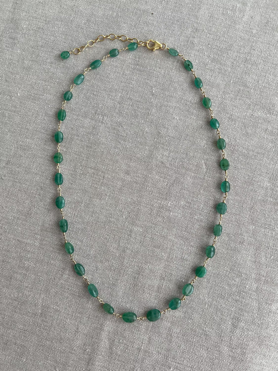 Emerald Ovals Necklace: 14k Gold Filled, May Birthstone, Layering Jewelry