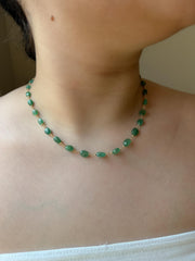 Emerald Ovals Necklace: 14k Gold Filled, May Birthstone, Layering Jewelry