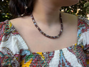 Chocolate Moonstone Cube Necklace: 14k Gold Filled, Hand Knotted Gemstones