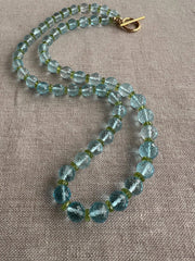 Sky Blue Topaz and Peridot Gemstone Necklace: 14k Gold Filled Gemstone Boho Jewelry