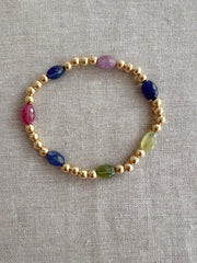 Sapphire & Gold Bead Bracelet: 14K Gold Filled, September Birthstone