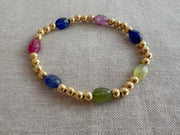 Sapphire & Gold Bead Bracelet: 14K Gold Filled, September Birthstone