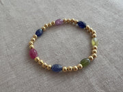 Sapphire & Gold Bead Bracelet: 14K Gold Filled, September Birthstone