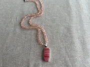 Peach Morganite Necklace: Rhodochrosite Pendant, Hand Knotted Gemstones