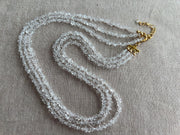 Herkimer Diamond Triple Strand Necklace: April Birthstone, 14k Gold Filled Clasp