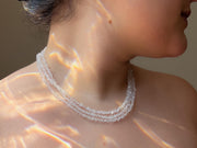 Herkimer Diamond Triple Strand Necklace: April Birthstone, 14k Gold Filled Clasp