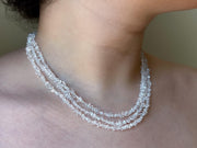 Herkimer Diamond Triple Strand Necklace: April Birthstone, 14k Gold Filled Clasp