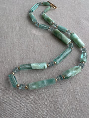 Angelite Necklace with Kyanite Accents: 14k Gold Filled, Boho Gemstone Jewelry