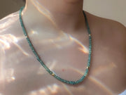 Blue Tourmaline Necklace: 14k Gold Accents, Hand Knotted Gemstones