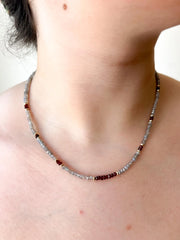 Labradorite and Garnet Necklace: 14k Gold Filled, Boho Layering
