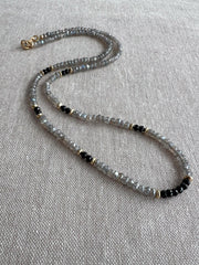 Labradorite and Black Spinel Necklace: 14k Gold Filled, Gemstone Layering