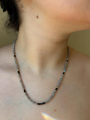 Labradorite and Black Spinel Necklace: 14k Gold Filled, Gemstone Layering