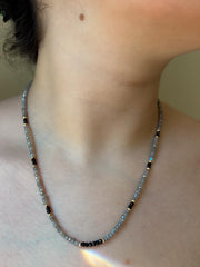 Labradorite and Black Spinel Necklace: 14k Gold Filled, Gemstone Layering